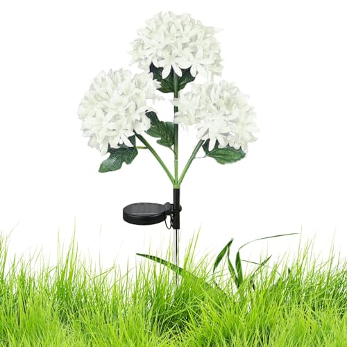 Zuasdvnk Flores solares al aire libre impermeables,luces de flores solares al aire libre,Flor de hortensia Luz realista impermeable | Decoración de jardín de flores en flor, Arte de diseño