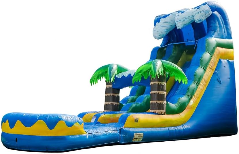 XJUMP Surf Beach 19' Inflatable Water Slide with Detachable Pool and Blower, Commercial Single Lane Slide for Kids and Adults, Backyard Summer Water Play, Indoor & Outdoor