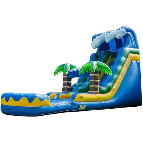 XJUMP Surf Beach 19' Inflatable Water Slide with Detachable Pool and Blower, Commercial Single Lane Slide for Kids and Adults, Backyard Summer Water Play, Indoor & Outdoor
