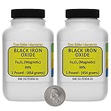 Black Iron Oxide [Fe3O4] 99% ACS Grade Powder 2 Lb in Two Space-Saver Bottles