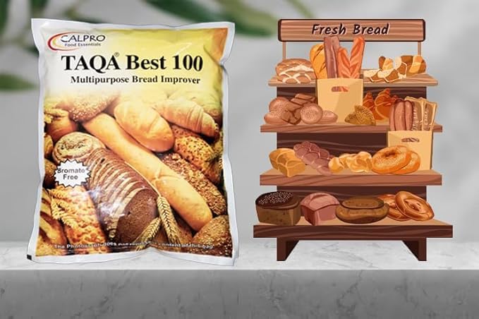 Image of Calpro's Taqa Best 100 : Multipurpose Bread Improver,Enhances Dough Rise, Improves Crust & Freshness ! High Protein -100% Vegetarian : Mix 1KG