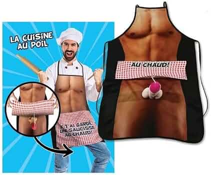 Tablier De Cuisine ZEPIQOR Humoristique - Motif Homme Musclé 3D - Cadeau Barbecue Ou Fête