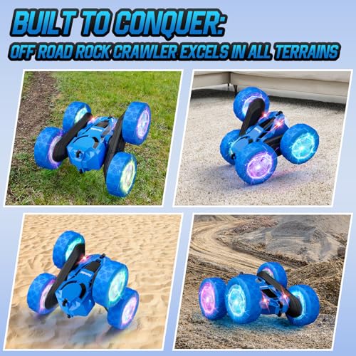 Image of Hamdol STEM Remote Control Car for Kids Ages 6-12, 4WD RC Stunt Car with LED Wheel Lights & 360 Flips, 2.4GHz Fast Electric Toy for Boys 8-10, Educational Gift for Birthday or Valentines