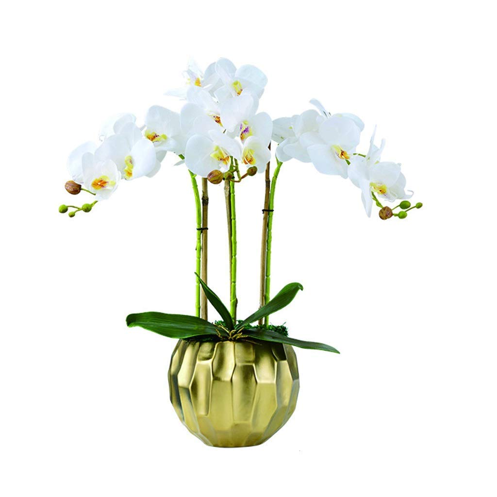 XDLEDMKIZ Artificial Flowers Artificial Flower Bonsai Flower Arrangement Phalaenopsis Flowers Used For Home Office House,With Vase Fake Flower Bonsai Fake Flowers