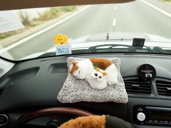 Image of Realistic Sleeping Cat Plush - Mother & Kitten Set, Soft Decorative Toy for Kids, Home & Car Decor, 25 x 20 cm(Gold Spot)