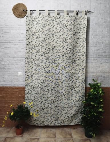 Cortina para Puerta Exterior - Protección para tu Entrada en la Calle 140x260cm - Flor Silvestre Azul. para Puertas Ventanas y Patios Interior Exterior confeccionadas en España.