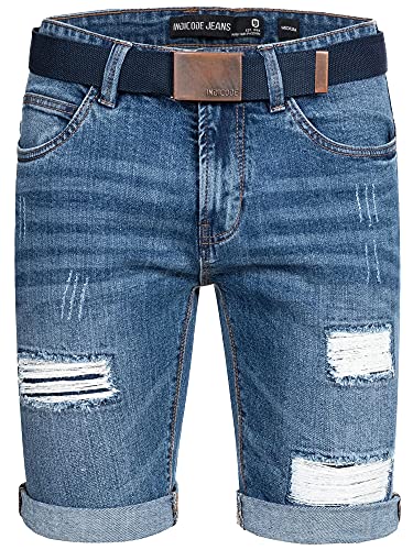 Indicode Caden jeans shorts met 5 zakken van 98% katoen | korte denim stretch broek used look gewassen destroyed regular fit heren short broek vrijetijdsbroek voor mannen - Image 4