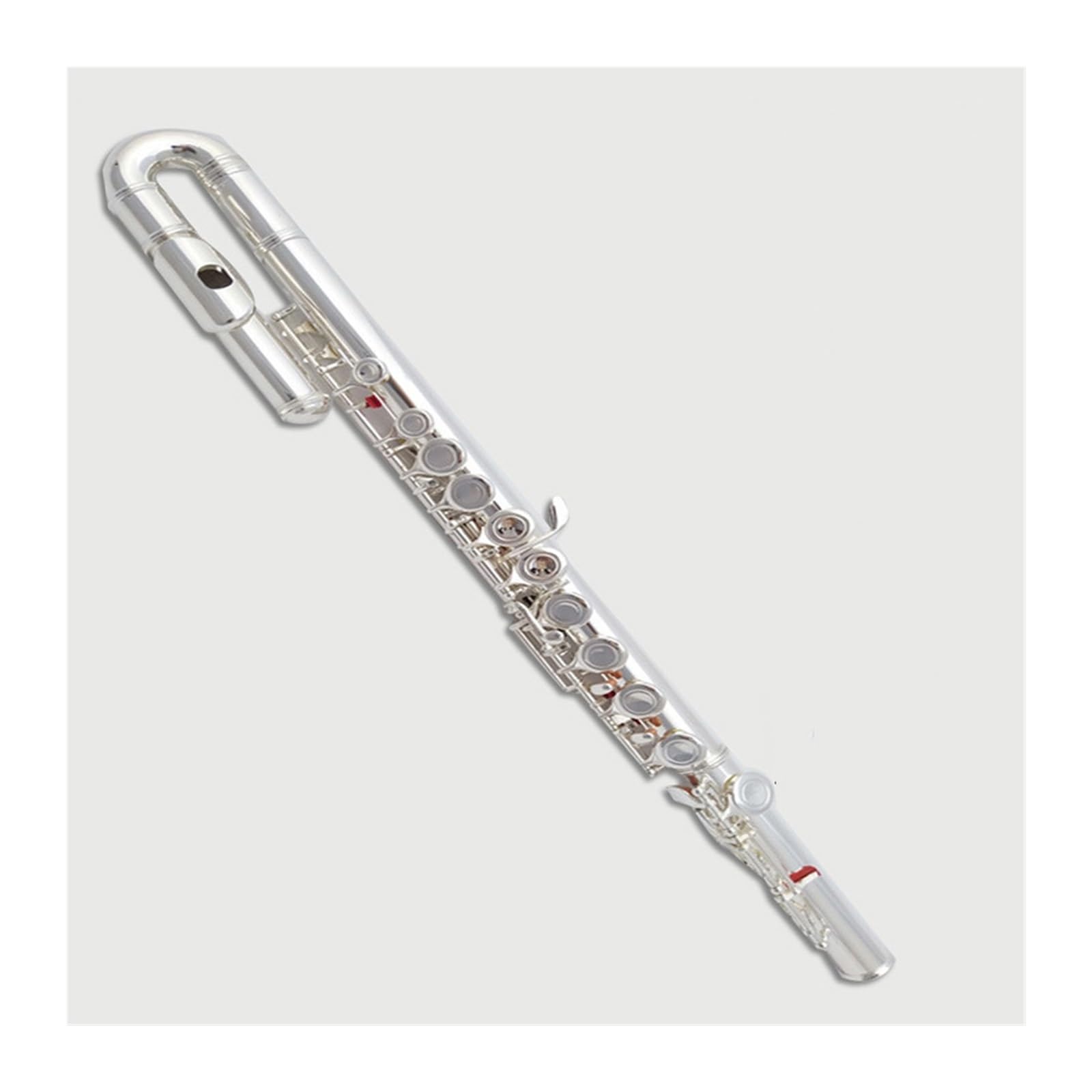Flauta adultos Instrumento De Flauta Chapada En Plata Con Llave C De Nivel Básico Para Principiantes Con Doble Boquilla Curva(C flat)