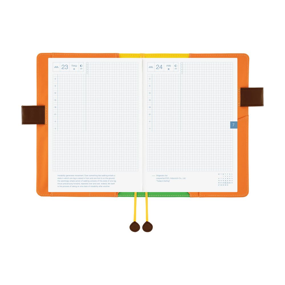 Hobonichi Techo pokrowiec na planer A5, 100% pomarańczowy: dokąd zmierza wiewiórka (rozmiar kuzyna, tylko okładka)