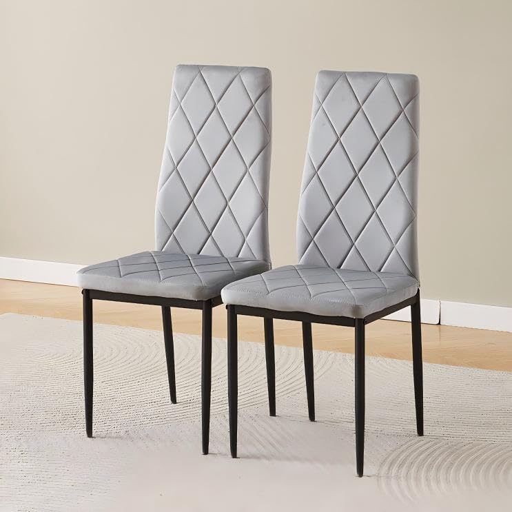 Homullel Modern Upholstered Dining Chairs Set for Dining Room, Kitchen, Kitchen Chairs Set of 2, Stainless Steel Frame (Flannel, Grey #2) โ image 1