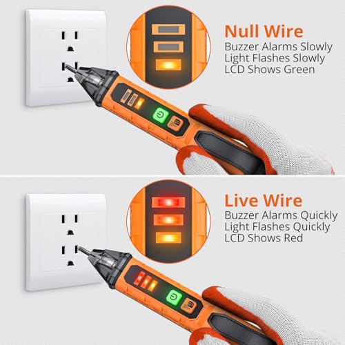 Proster Berührungsloser Spannungsprüfer mit Doppelbereich 12-1000V/48-1000V einstellbare...
