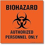 (4 Pack) Biohazard Authorized Personnel Only Decal Sign - 6