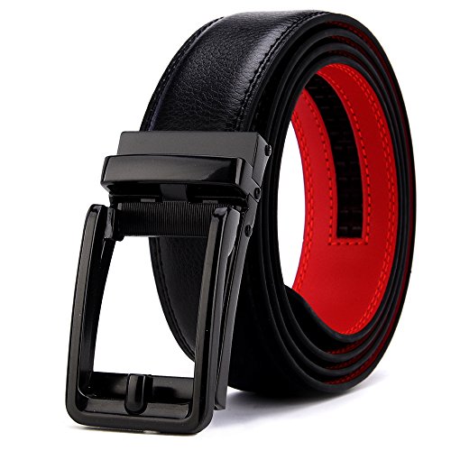 XsFireCow ベルト メンズ おしゃれ 長いベルト 130cm オートロック式 穴なし 本革 紳士ベルト ロング 大きいベルト ビジネス スーツ 仕事 ギフト用 BOXが付属 (ブラック)
