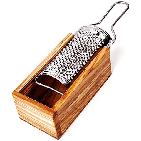 das Olivenholzbrett Parmesan Grater Grater Container Made from Wood - 23cm Cover