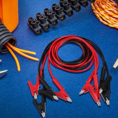 Image of OUNONA Jumper Wire Kit with Alligator Clips 8 Pcs Electrical Test Leads Dual Ended Clip Wires for Multimeter Testing Circuit Connections Red and Black 39.37 in