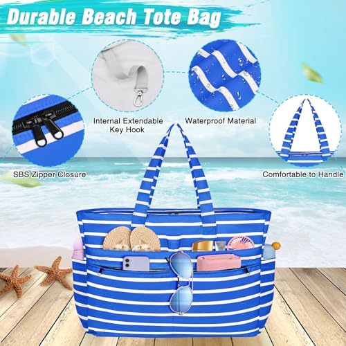 Image of HUANLANG Extra Large Beach Bag Waterproof Beach Totes Bags for Women Men,Pool Bag with Zipper Wet Pocket