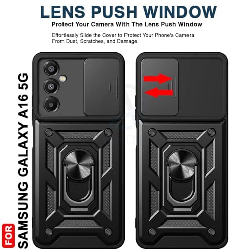 Image of Luxe Back Cover for Samsung A16 5G / Samsung F16 5G / Samsung M16 5G | D10 Tough Armor Case | Sliding Camera Shield | 360 Protection | Kickstand Ring Holder | Military-Grade Shockproof Case