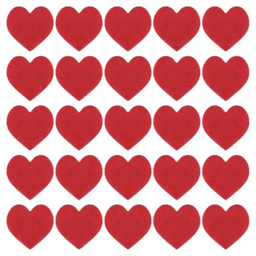 QUARKZMAN Herzförmige Pom Pom Herzen aus Filz für Valentinstag Basteln 4 cm x 4 cm für Dekoration Zuhause Party Kunsthandwerk, Rot, Packung mit 100