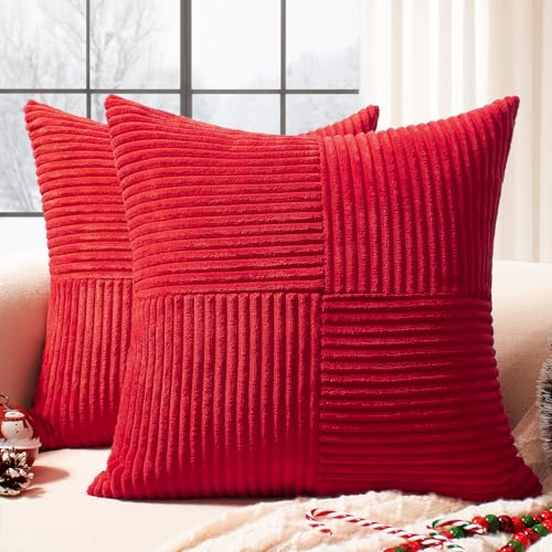 Softalker Weihnachten Kissenbezug 40x40 Rot Cord 2er Set Decoration...