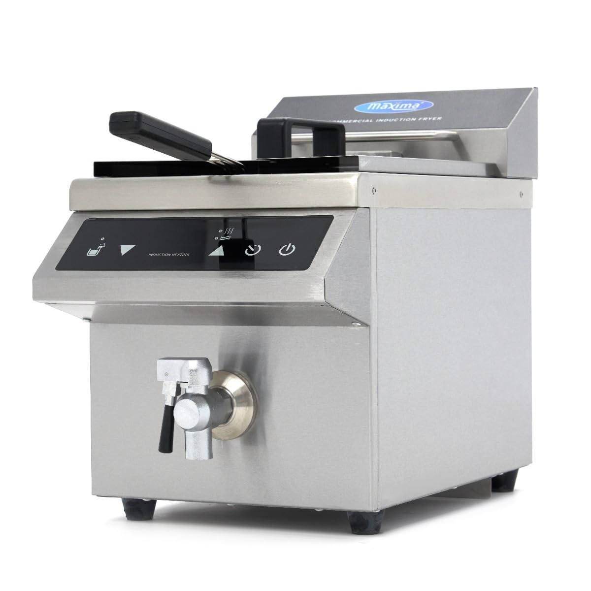 Maxima Friggitrice - 8L - 1 Cestello - Induzione - con Rubinetto di Scarico