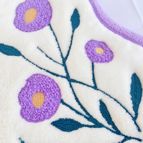 Image of House of Quirk Tulip Flower Shaped Hanging Towels Set of 2 | Soft Coral Fleece Kitchen & Bathroom Towels | Super Absorbent & Quick-Dry Decorative Cloths (Purple /Yellow)