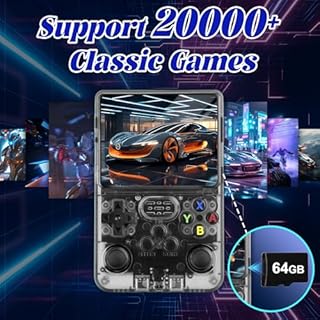 Blidinner R36S Retro Handheld Video Game Console - Linux System,3000mAh Battery,3.5 Inch Screen,64G TF Card,20000+ Classic Games,Portable Game Console for Present to Give Friends for Christmas-Black