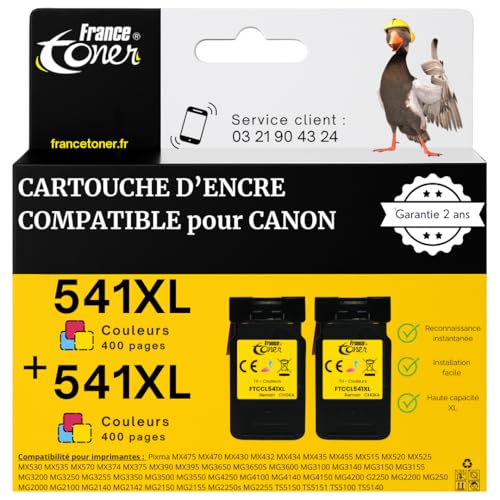 Cartouches Canon 541XL couleurs pour imprimantes PIXMA TS5150 TS5151 MG2250