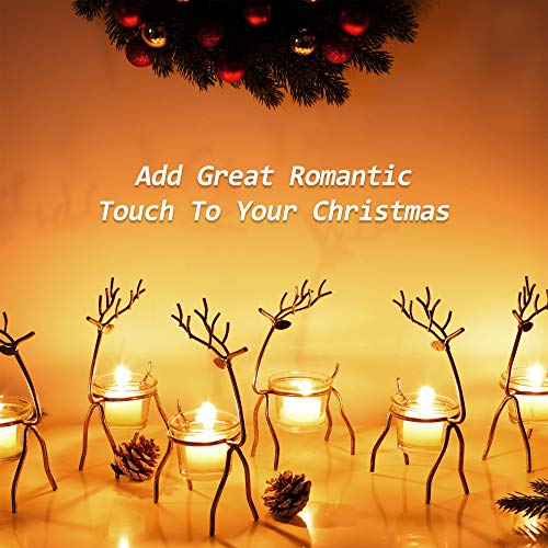 Lulu Home Set Of 6 Metal Reindeer Tea Light Candle Holders, 6.7" H Christmas Candle Holders, Christmas Reindeer Decoration For Table, Mantel, Window Sill Holiday, Wedding, Housewarming #TOP6