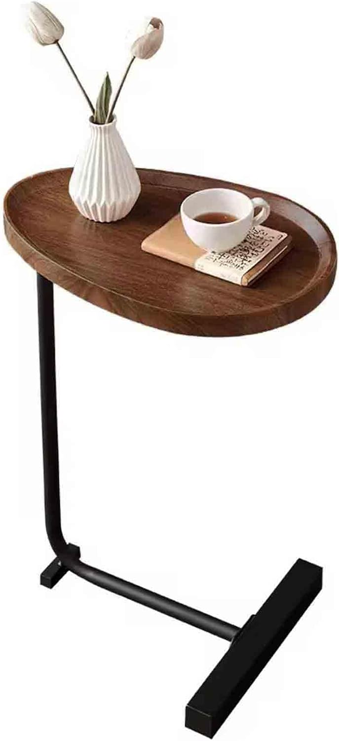 Generic Sofa Arm Tray Table with Metal Frame, Black Side Table C Shaped Table Nightstand for Living Room Bedroom Hallway Office or Need a Temporary Drink Table for Your Balcony and Patio, 45*30*70cm