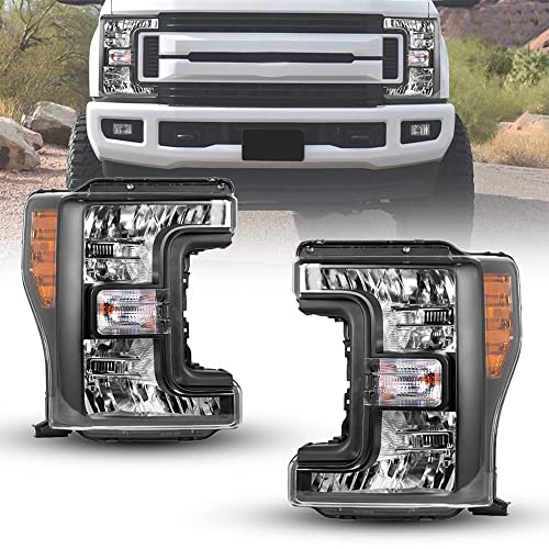 CPW Headlights for 2017 2018 2019 FORD F-250 F-350 F-450 F-550 SUPER DUTY Replacement Headlights Black/Clear