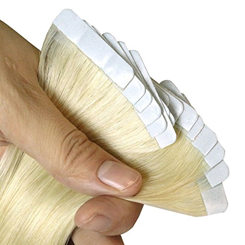 Maoyuan 24" Tape - In Real Human Hair Extensions Straight 20Pcs Beauty Hair Style (24Inch 50G/20Pcs, 60 Platinum Blonde) #TOP3