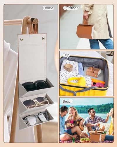 Image of Sunglasses Travel Case,Foldable Eyeglasses Case, Portable Multiple Glasses Case for Women Men Girls