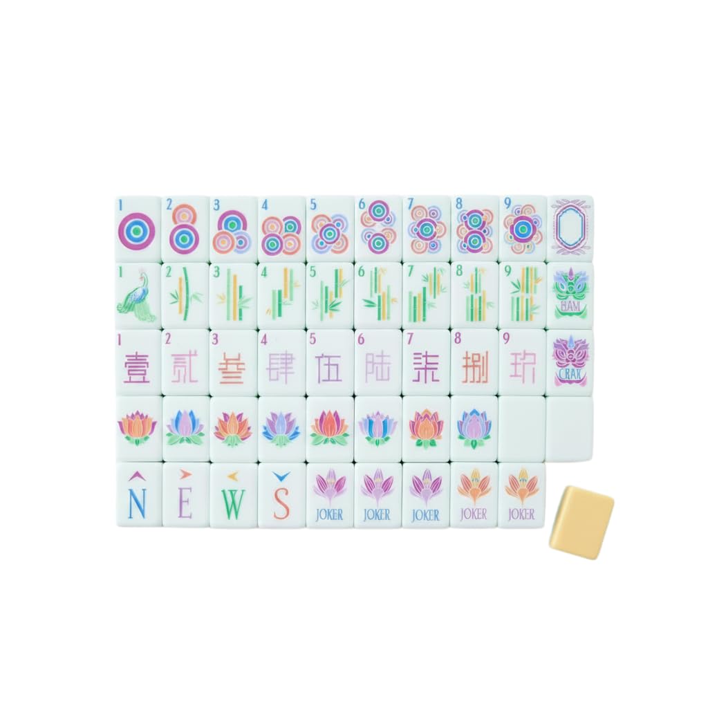 4 Layer Mahjong Tiles Set, 160 Layered Engraved Tiles American Mahjong Tile Game, Yellow Portable Travel Set for Adults, Family Game Nights and Social Play (yellow)