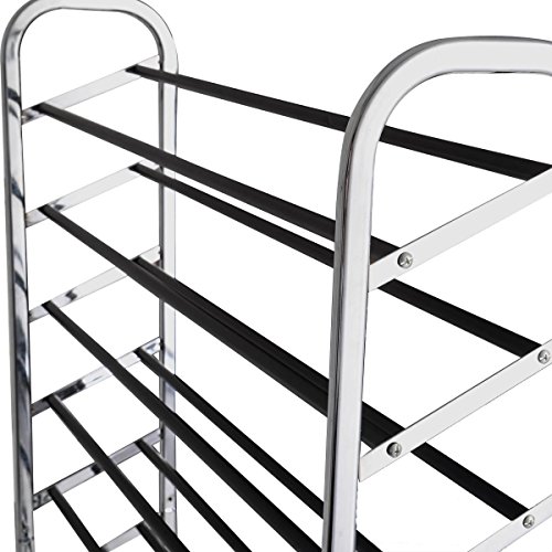 50 Pair Free Standing 10 Tier Shoe Tower Rack Chrome Metal Shoe Rack New #TOP5