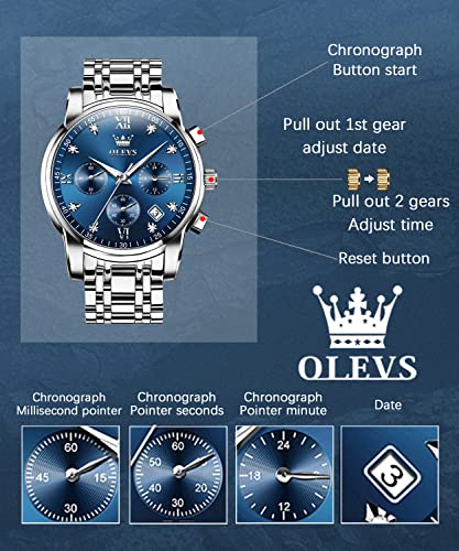 Image of OLEVS Watch Men Luxury Dress Stainless Steel Date Analog Watch Waterproof