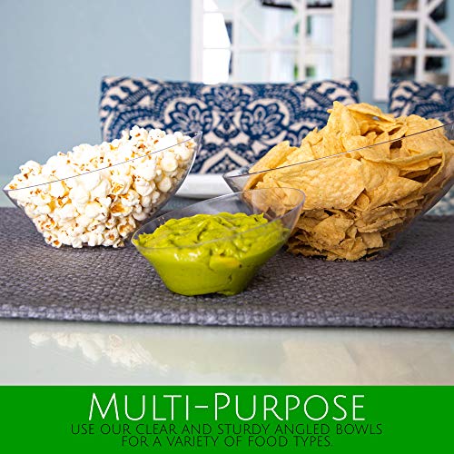 Plasticpro Disposable Angled Plastic Bowls Round Medium Serving Bowl, Elegant For Party's, Snack, Or Salad Bowl, Clear Pack Of 4 #TOP3