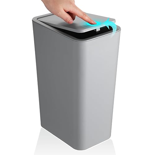 Cubo de basura pequeño con tapa para baño, 10 litros2.6 galones, papelera delgada con tapa desplegable para dormitorio, oficina, cocina, sala de
