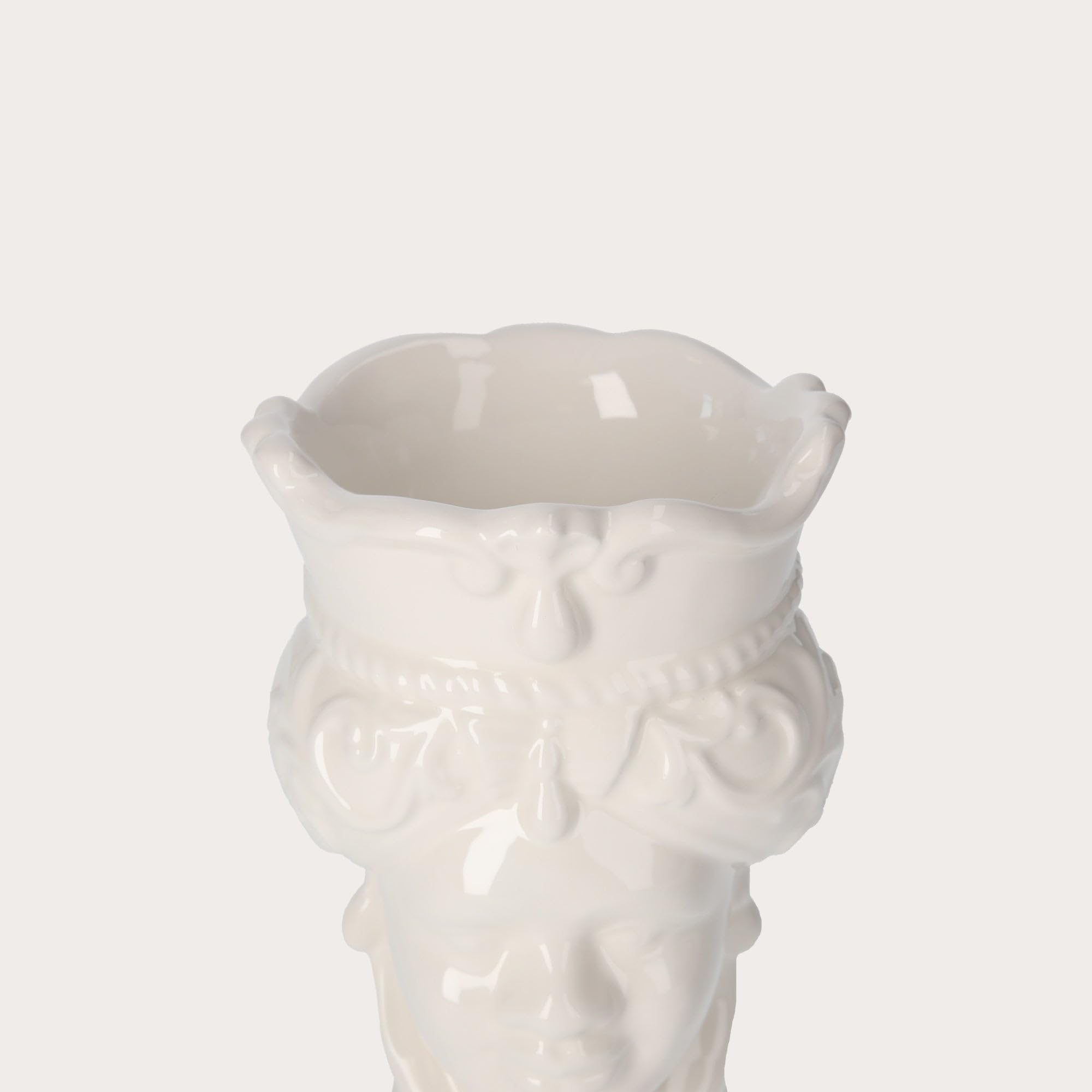 Keyhomestore Wazon z głową jeżyny z białej, błyszczącej ceramiki, wersja żeńska, wysokość 20 cm, idealny do dekoracji wnętrz, wyprodukowano we Włoszech