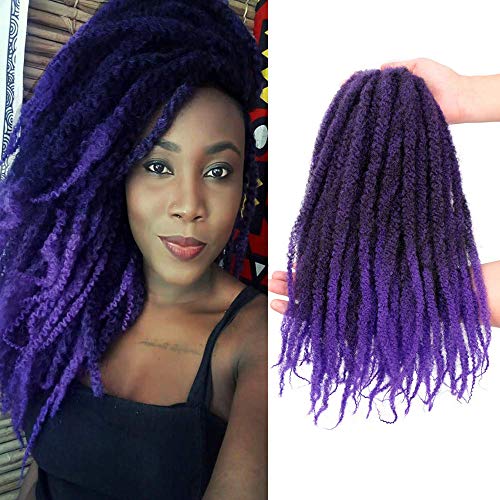 3 Packs Marley Hair Crochet Afro Kinky Twist Crochet Hair Marley Twist Crochet Braids Marley Hair for Twists 18inch Synthetic Kinky Hair Extension(T/Blue purple)