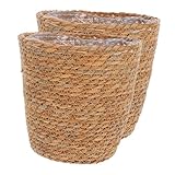 TEHAUX 2 piezas Cestas Tejidas de Seagrass para Macetas de Organizadores Decorativos Duraderos para Almacenamiento Interior Diseño Artesanal y Funcionalidad Práctica