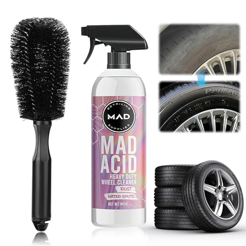 SilverChry Limpia Llantas Coche, Limpia Llantas, Limpiador de Llantas 454ml + Cepillo Llantas Coche, Descontaminante Ferrico, Limpieza Coche Moto- Limpia Residuos de Pastillas y Suciedad de Llantas