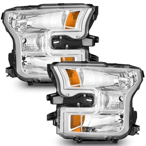 WEELMOTO Headlights Assemblies for 2015 2016 2017 Ford F150 (NOT FOR factory LED or HID headlights) Headlight Assembly Compatible with 15-17 Ford F150 Pair