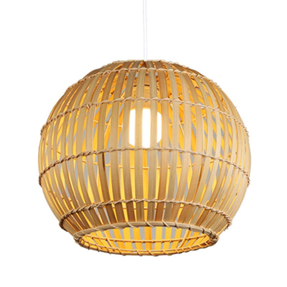 LYMSXAZOU Natural Bamboo Chandelier Rattan Pendant Light, Mid-Century Lampshade Retro Lighting Fixtures Farmhouse Hanging Lamp Nordic Style Bedroom Study Living Room