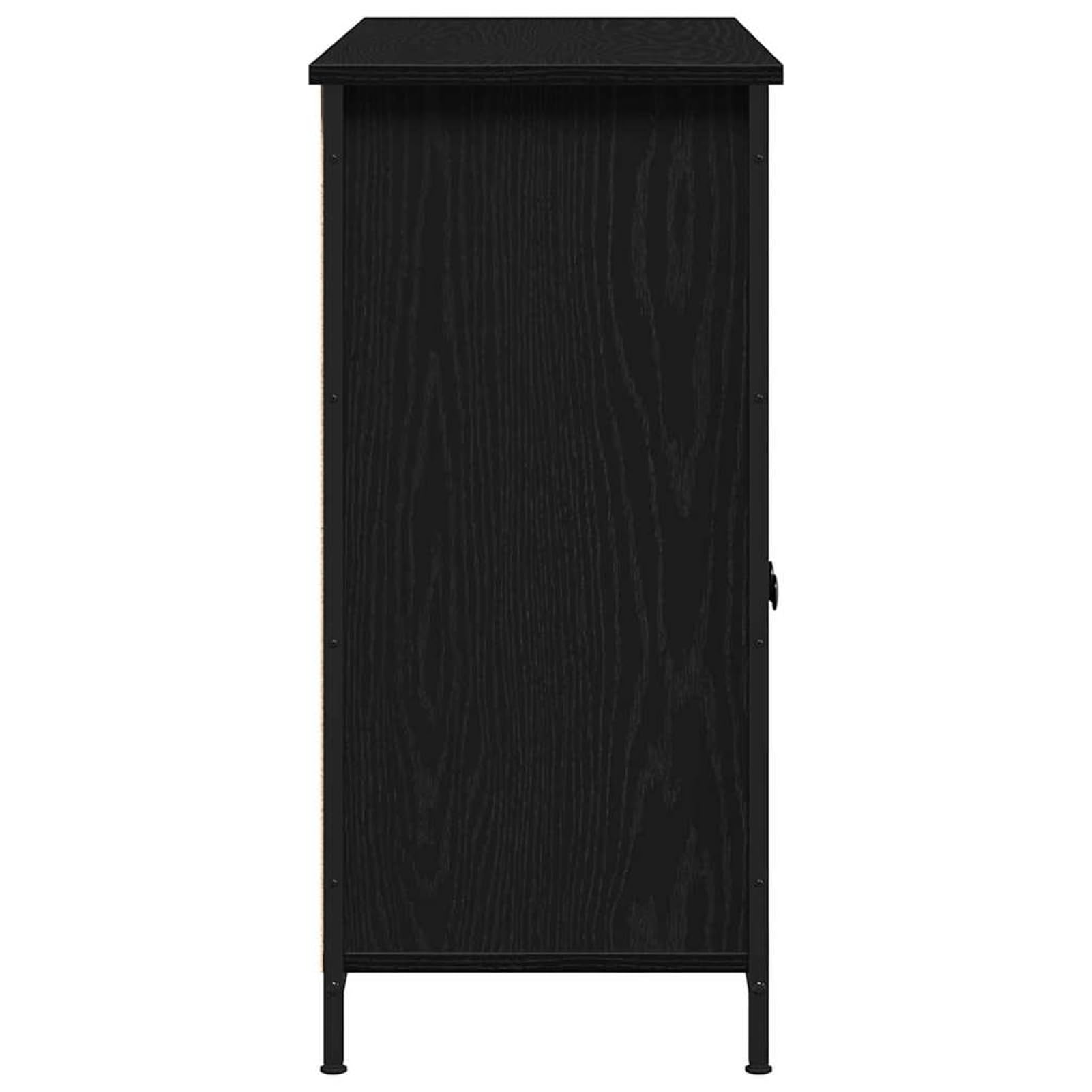 Kredens 100 cm, kolor czarny, imitacja dębu, z 3 drzwiami i przestronnymi przegródkami, 100 x 35 x 75 cm, idealny do salonu i jadalni