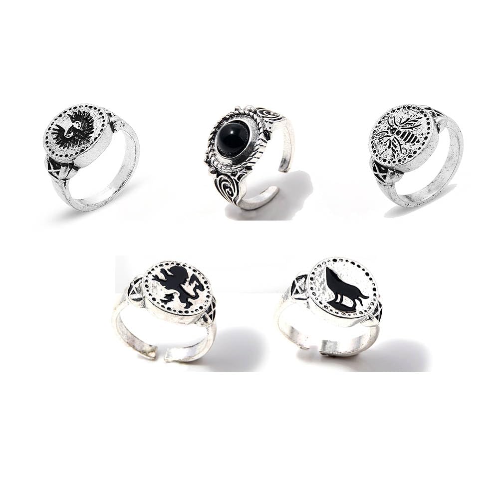 JUSONGKWCP 5 Darksoul Cosplay Rings Darksoul Figure Accessories Vintage Punk Ring Jewellery Set (Multicolore-4)