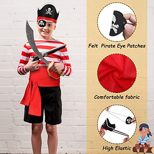 image for Vicenpal Pirate Costume Accessory Set Kids Pirate Eye Patches Sash Bel