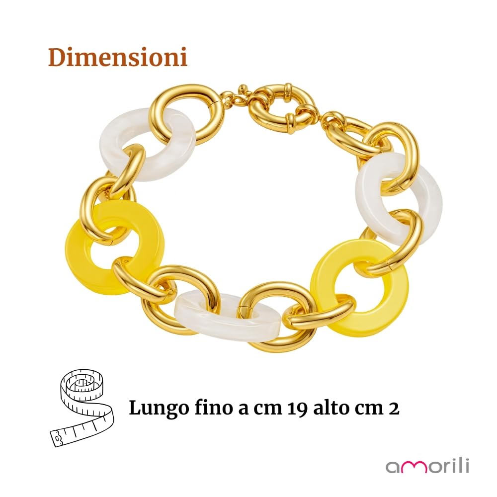 amorili Bracciale Donna Colorato in Resina e Bronzo Dorato | Braccialetto Estivo Elegante Artigianale Fatto a Mano | Gioiello di Design Chic Idea Regalo Originale bcc1087b
