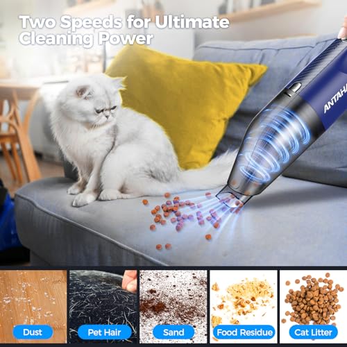 Image of Handheld Vacuum Cordless - Car Vacuum Cleaner with 11000Pa Powerful Suction,1.2lbs Lightweight, Type-C Charge, Multiple Accessories, Portable Hand Vacuum for Home, Pet and Car (Blue)