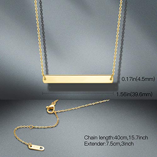 Gold Silver Rose Gold Horizontal Bar Necklace Stainless Steel 18K Gold Plated Bar Necklace Ladies Adjustable Chain2