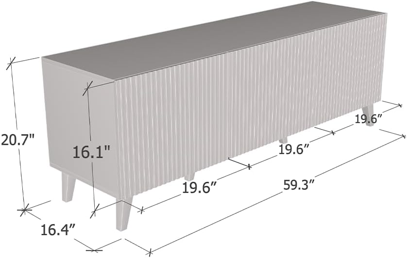 Meble Furniture Pafos 3D Freestanding TV Stand - Modern Rectangular TV Stand with Storage Cabinets - Media Entertainment Center Console Table for TV Up to 70" - Oak